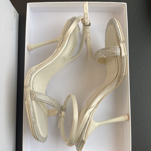 Jonathan SIMKHAI Icon Crystal Heeled Sandals in Ivory Size 37/US 6.5 - Picture 3 of 7